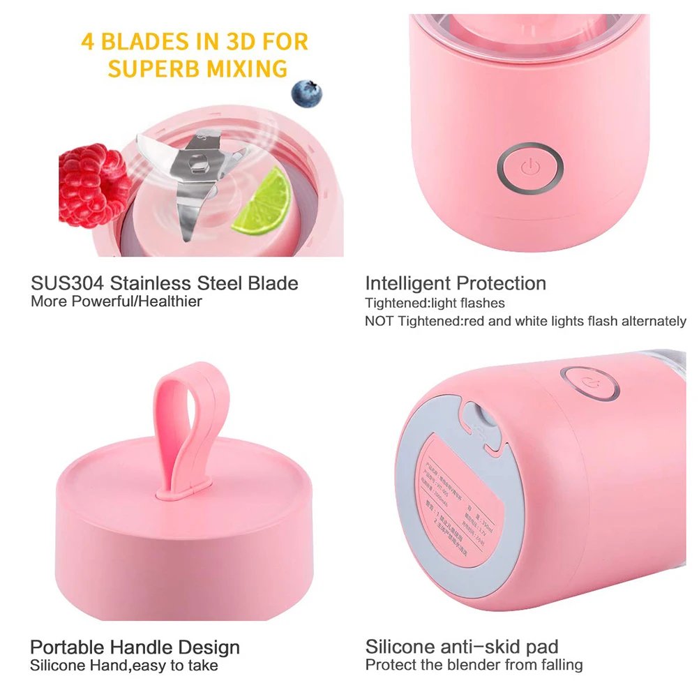 Portable Blender Personal Juicer With USB Rechargeable Cordless Mini Mixer Cup Fruit Vegetable Juice |