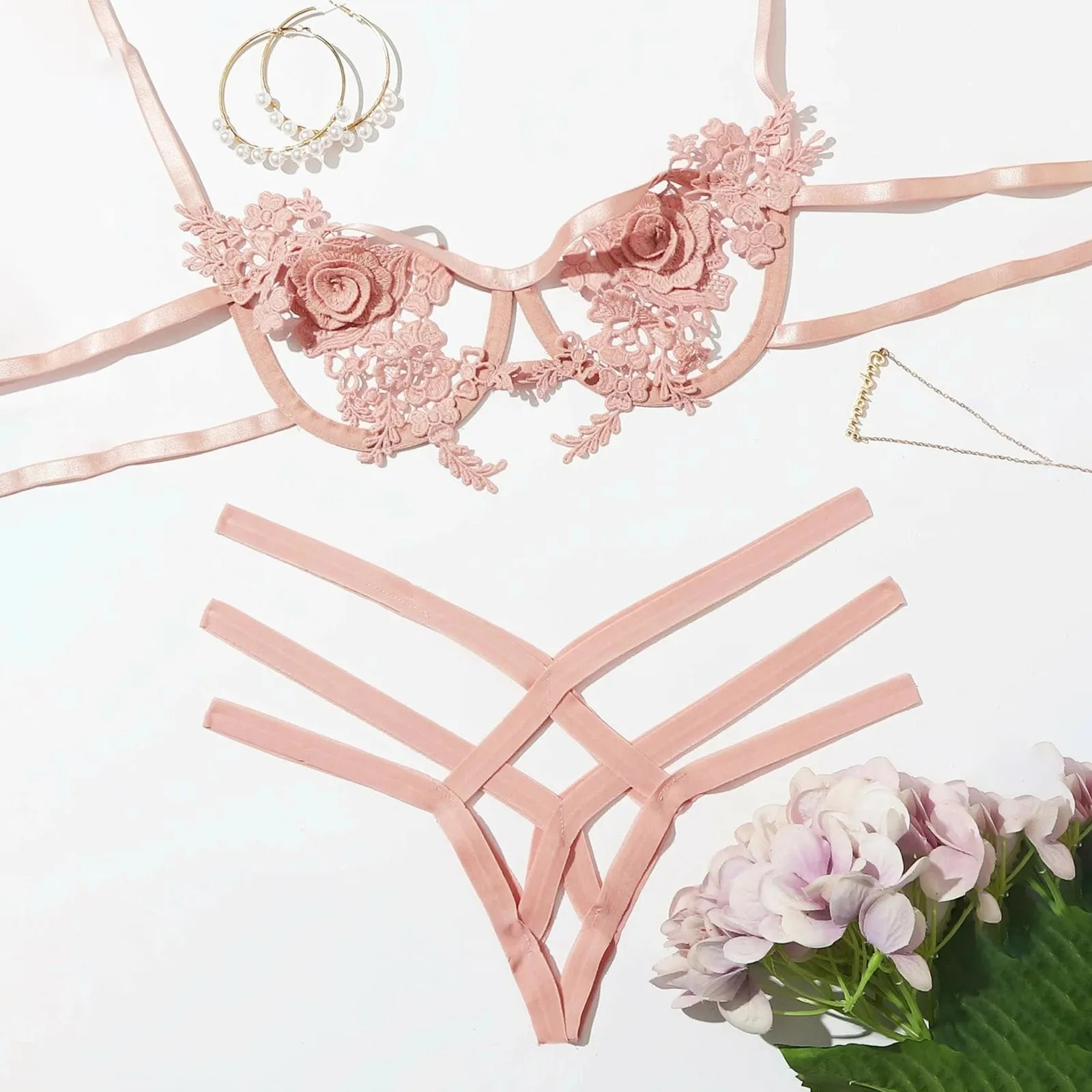 Женское сексуальное нижнее белье Lenceria порно Цветочная вышивка Langerie эротический