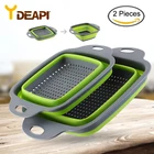 Складная корзина для мытья фруктов и овощей YDEAPI, портативное ситечко, силиконовый дуршлаг, Складная Сушилка с ручкой, кухонные инструменты