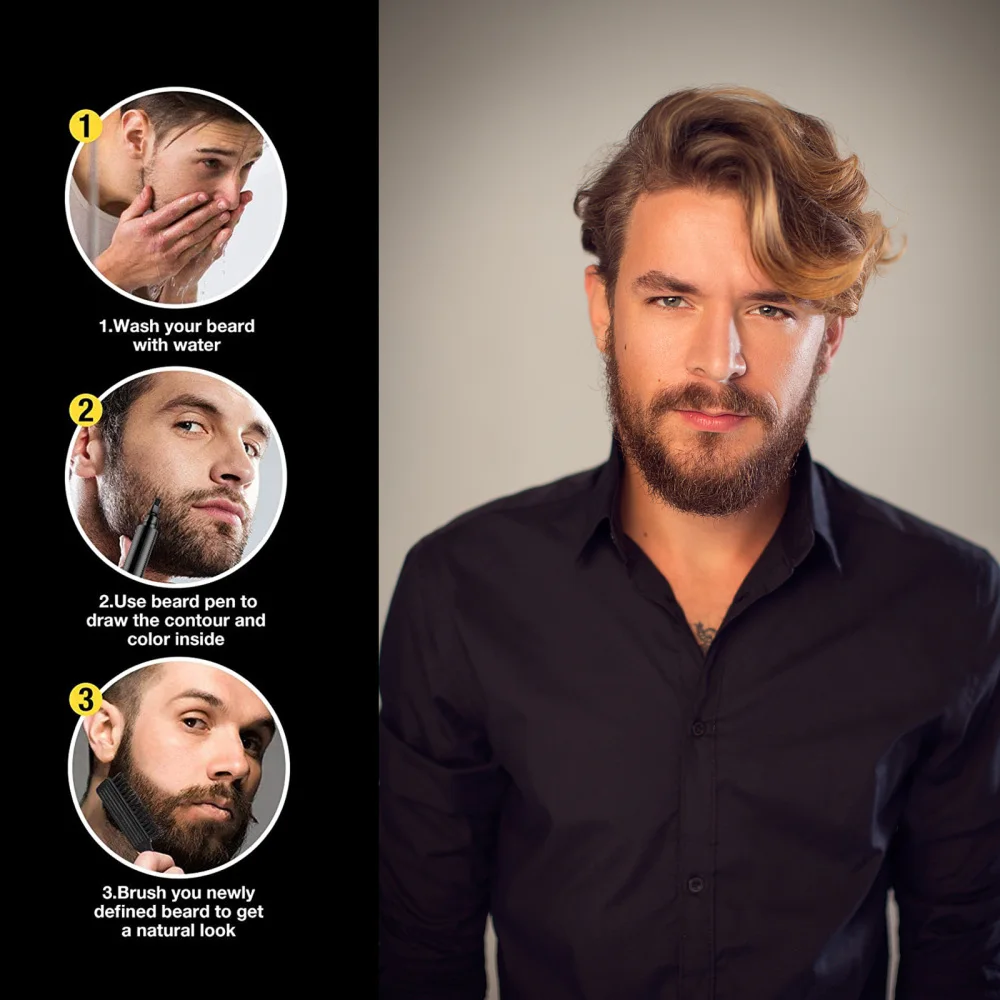 

1 Set Men Beard Pencil Beard Waterproof Filler Pen Coverage Mustache Pen