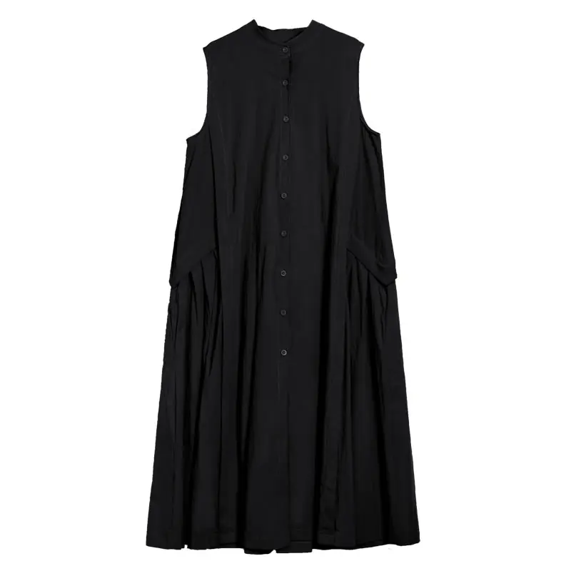 Женское плиссированное платье XITAO однотонное свободное до середины икры без