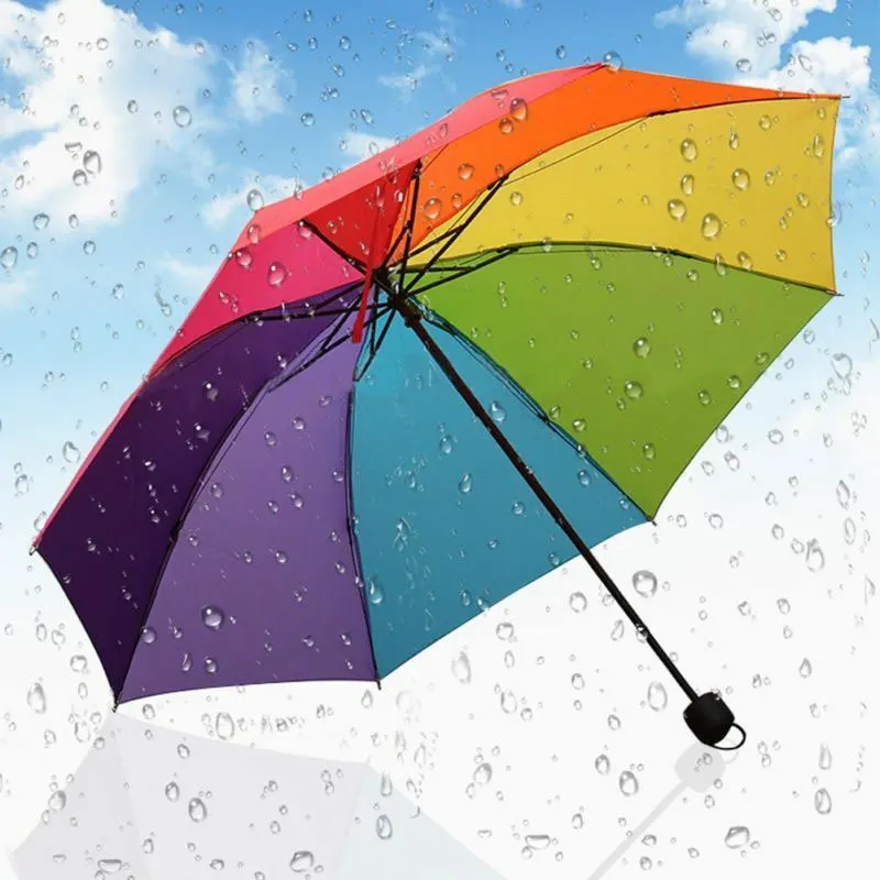 Новый детский цветной зонт Радужный складной от дождя защищающий Chuva Paraguas Rain Brolly