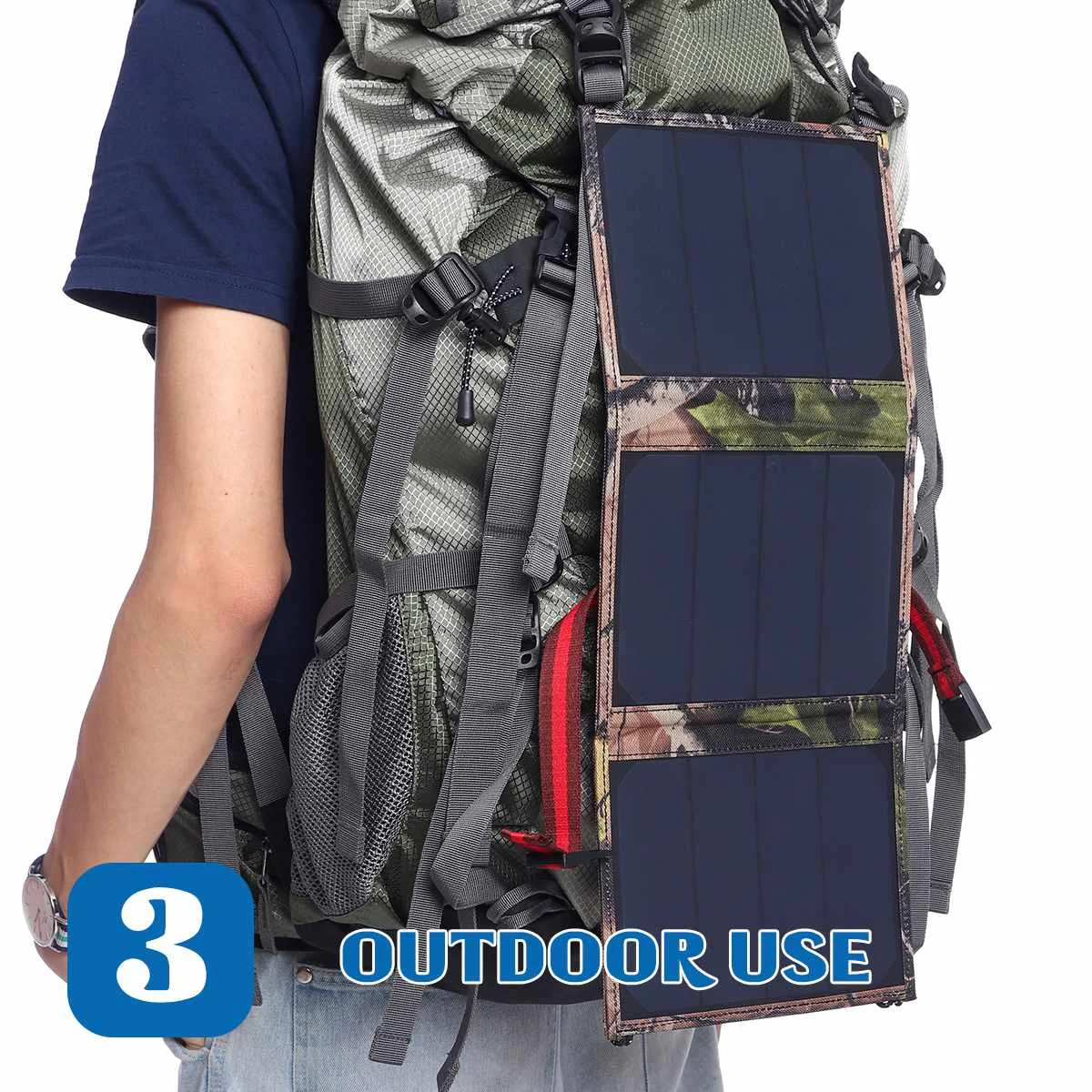 Складной рюкзак с солнечной панелью 30 Вт 5 В USB камуфляжный для кемпинга и походов