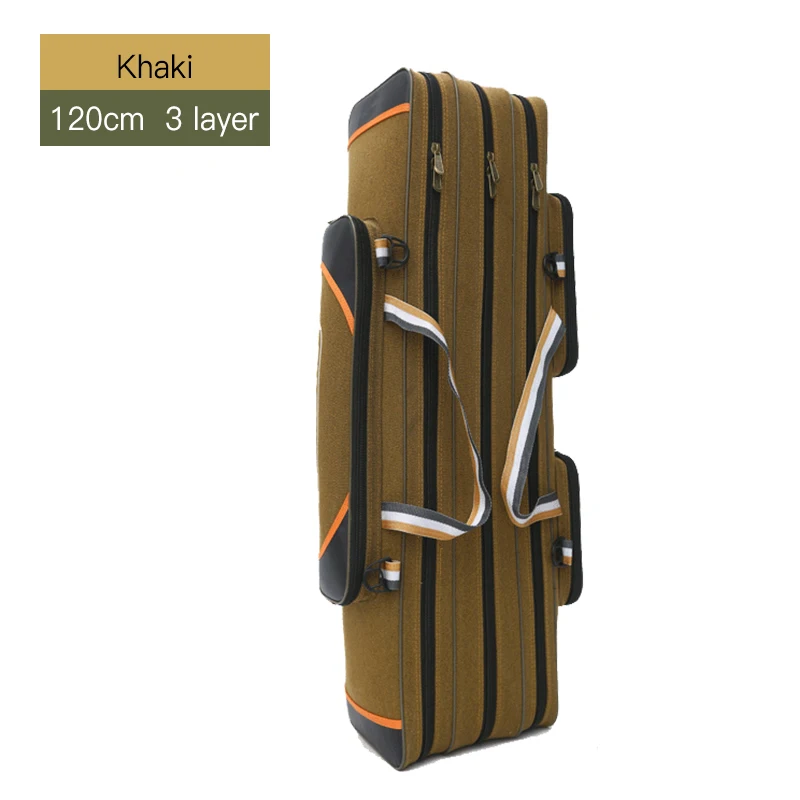 3 Layer 120cm Khaki 2/3/4 слоя из плотной ткани на открытом воздухе мешок рыболовной удочки Водонепроницаемый сумки для рыбалки рыболовные снасти сумка Многофункциональный рюкзак для рыбалки XA157G - Цвет: 3 Layer 120cm Khaki