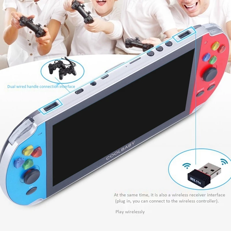

Coolbaby RS-09 Portable 7 Inch Handheld Game Built-in 3000 Clic Game Can Take Pictures Video Reading Retro Game Console