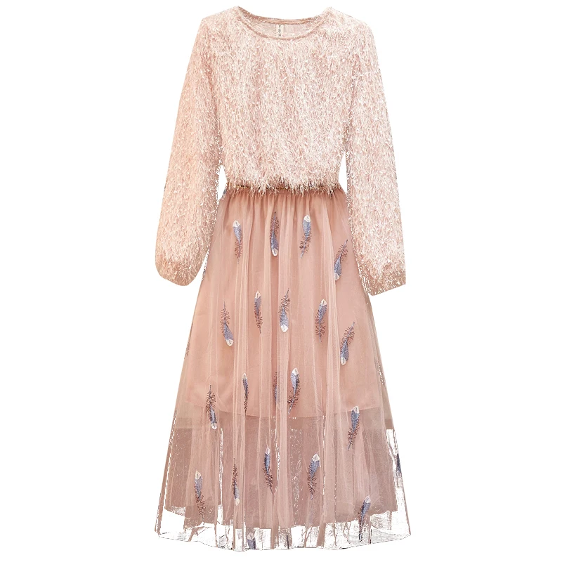 Большой размер женское раннее осеннее платье 2019 новый тонкий костюм слегка