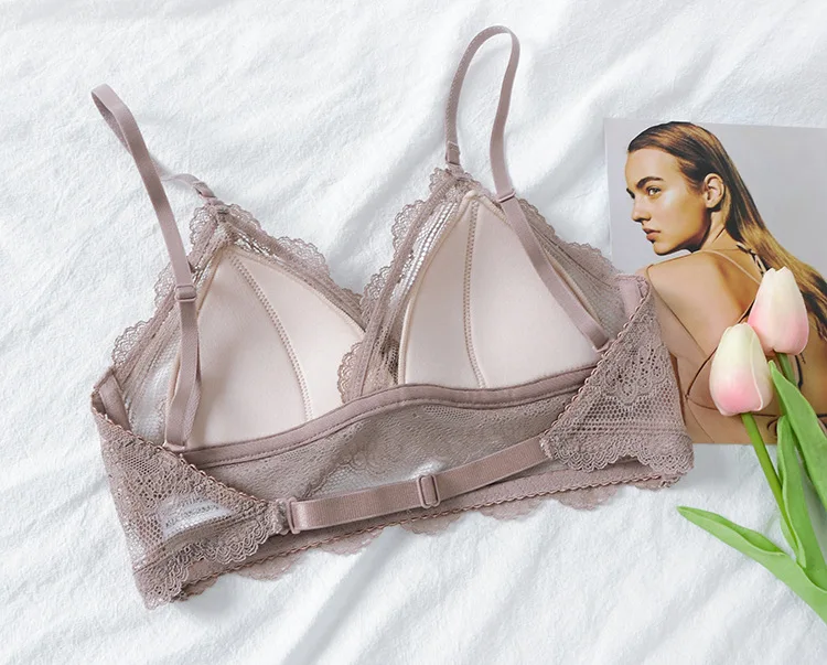 

Sexy Bra Straps U Backless Lace Trim Wireless Soft Cup Brassiere Women Invisible Thin Cup Underwear Women Lingerie