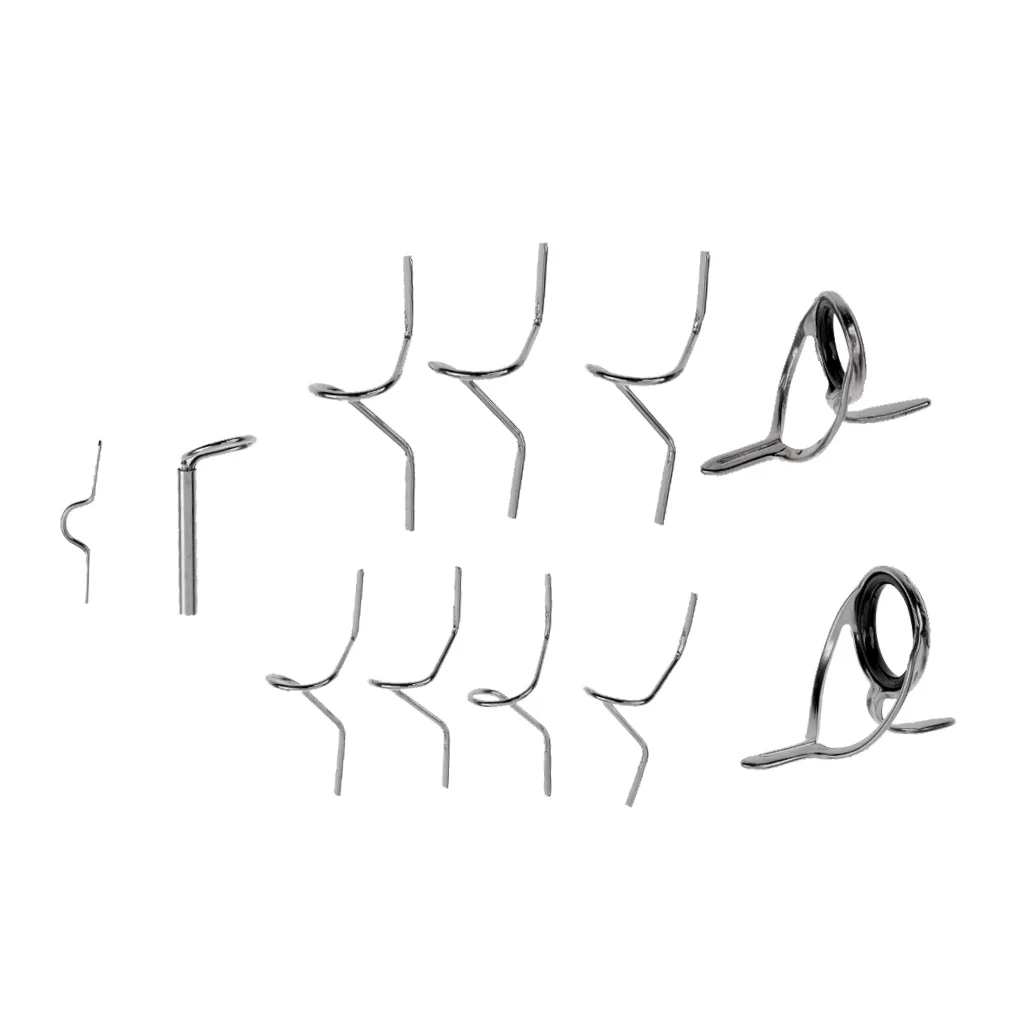 11pcs Fly Fishing Rod Guides Set Stainless Steel Stripper Snake & Tip-top Kit for Building | Спорт и развлечения