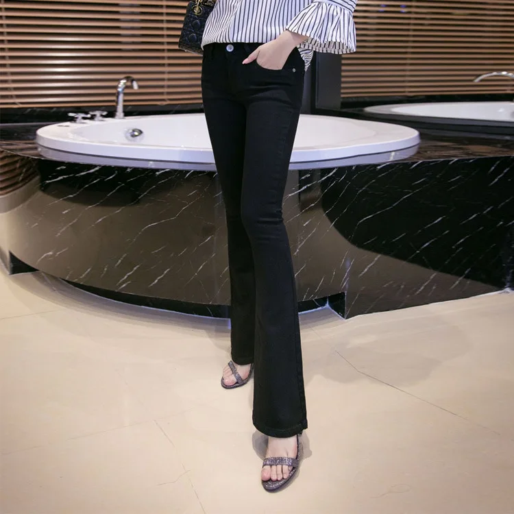 Fall/winter New European Station Slogans Stretch Skinny Fishtail Horn Pants Jeans Women