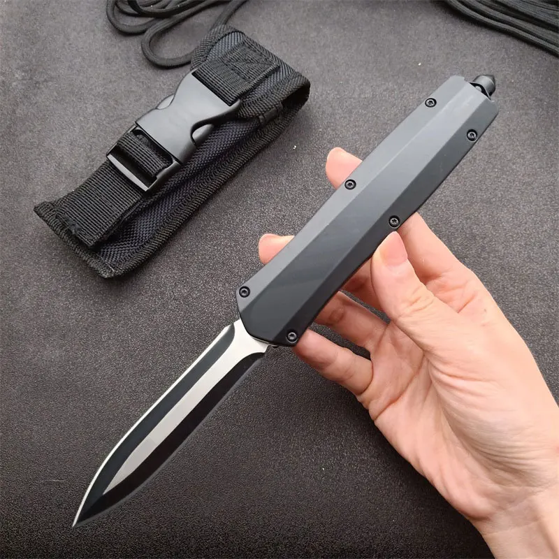 

NEW OTF Self Defense Knife Straight Opening Knife Tactical Folding Knife 3Cr13Mov Blade Stainless Steel Handle Pocket Knives