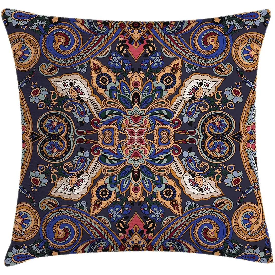 

Ambesonne Paisley Throw Pillow Cushion Cover, Historical Moroccan Florets with Slavic Effects Heritage Design, Decorative Square