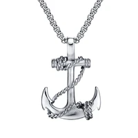 punk anchor pendant necklace for men boyfried stainless steel fashion jewelry gift