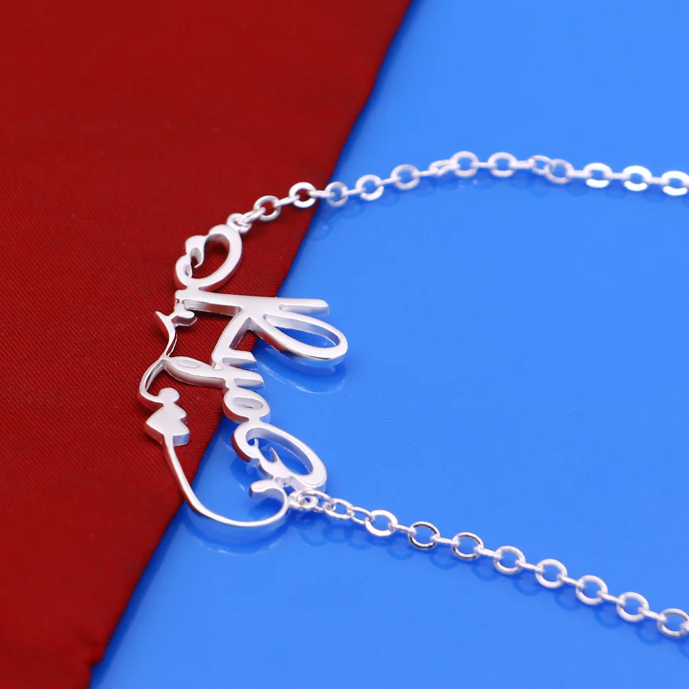 Оптовая продажа модное колье с подвеской в виде буквы 925 Серебряный кулон шрифт