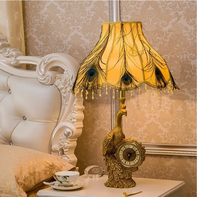 

European Classical Luxury Decoration Peacock Table Lamp Living Room Dining Room Bedroom Bedside Lamps Free Shipping
