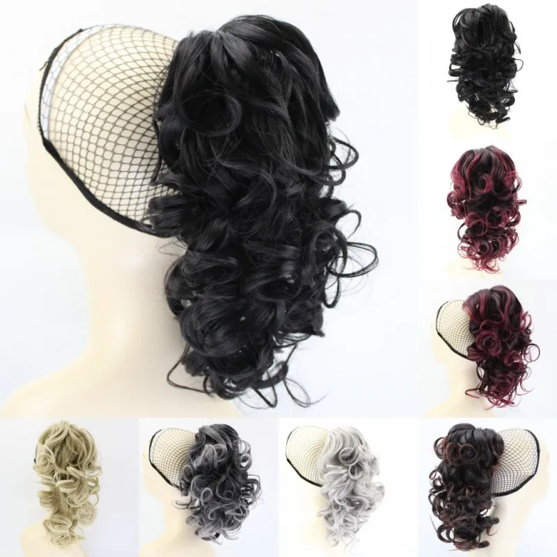 

JOY & BEAUTY 12 дюймов кудрявые высокотемпературные волосы из синтетического волокна хвост шиньон для наращивания волос на заколках для конского...