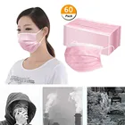 60 шт., одноразовые розовые пылезащитные шарфы для лица