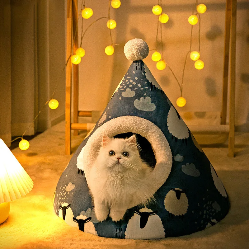 2021 new triangle yurt house cat nest cat closed pet nest dog four seasons universal cat nest
