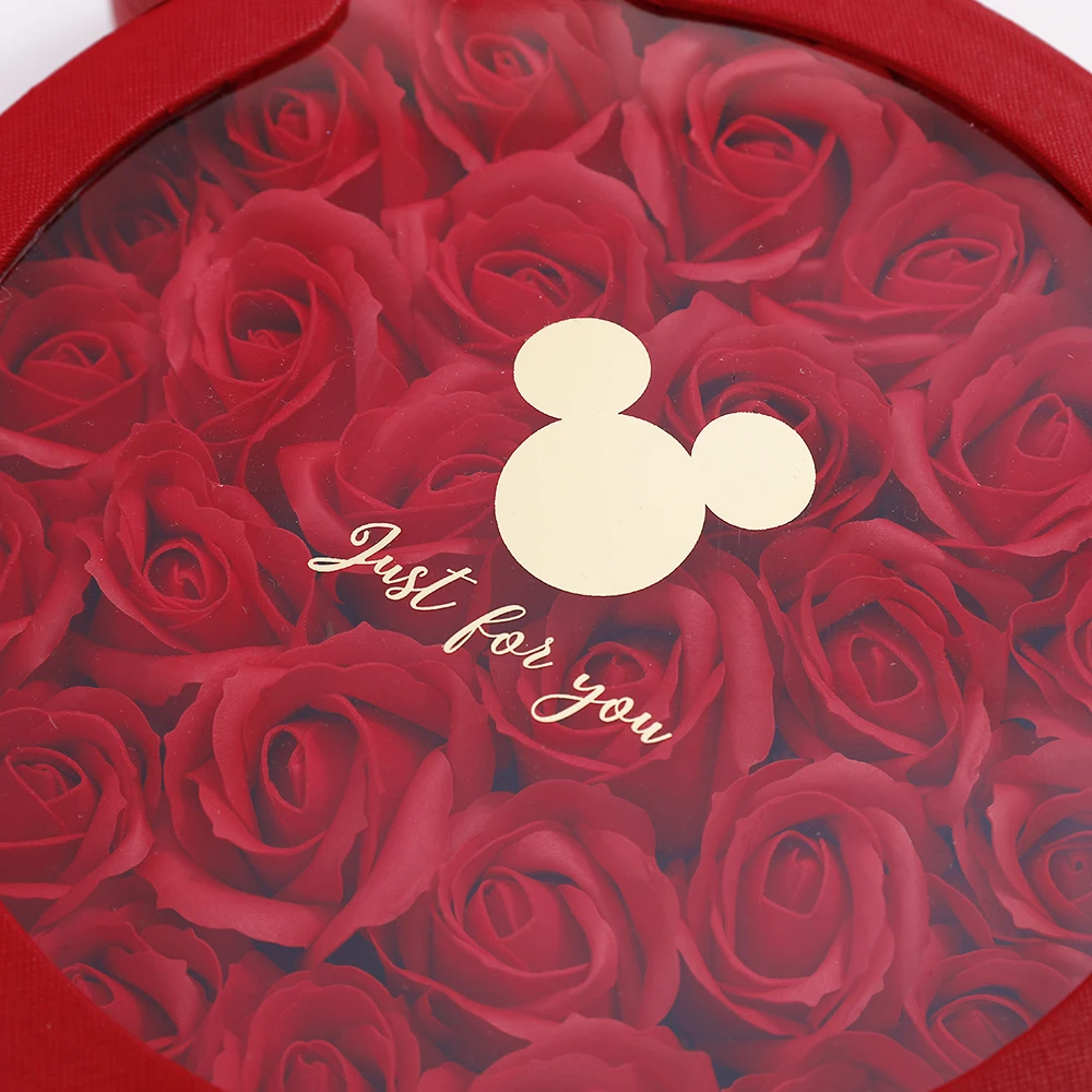 Jab&oacute;n de rosas artificiales con caja de regalo de dibujos animados, cabezas de flores para boda, regalo de cumplea&ntilde;os y San Valent&iacute;n, 42 unids/caja-4