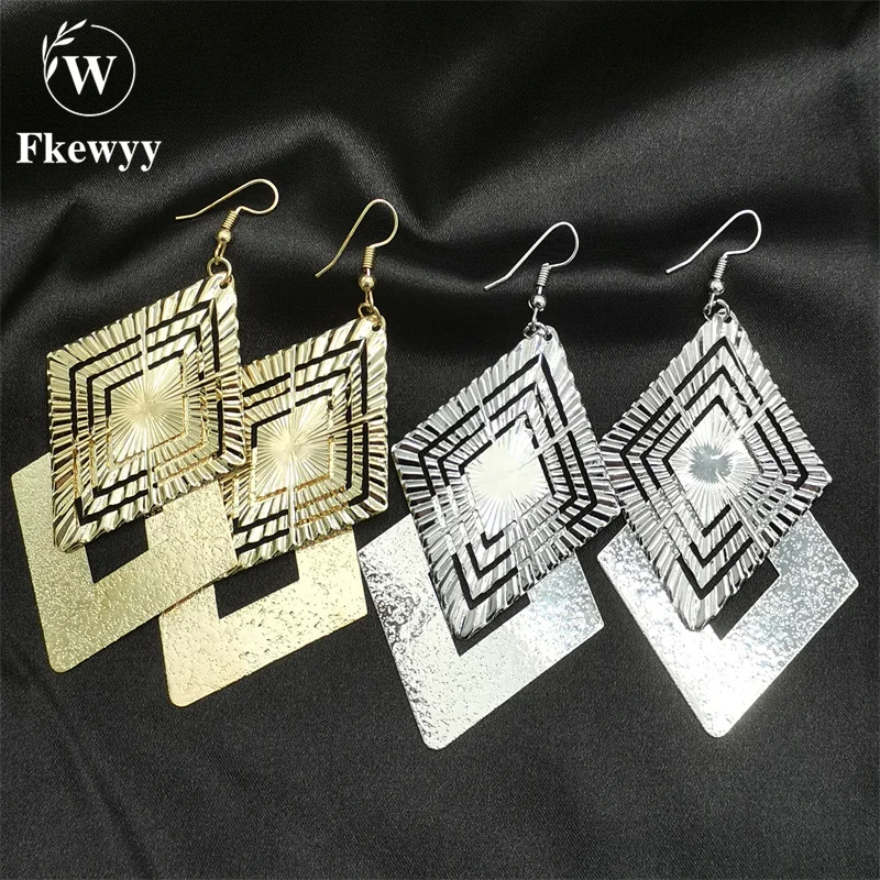 

Fkewyy Fashion Earrings For Women 2021 Luxury Jewelry Gothic Accessories Geometry Dangle Earrings Fashion Gold Plated Jewellery