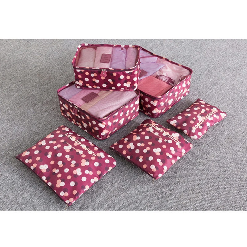 

Fashion 6PCS/Set Oxford Cloth Travel Mesh Bag In Bag High Quality Luggage Organizer Packing Cube Organiser for Clothing