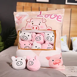 Pig Защитный чехол для хомяка из плюша, 8 шт., мини-мячи с животными, мягкие свиньи, хомяки и мыши, снек, еда, игрушка, плюшевый мешок, подарок для девочек 50 см - Цвет: Pig