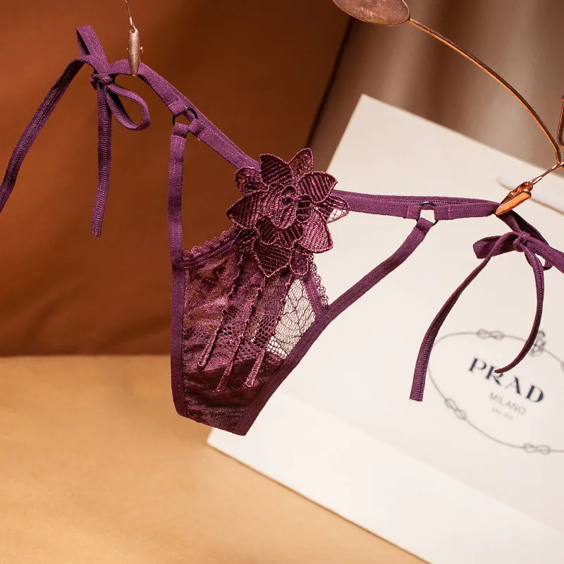 

lingerie Sexy lingerie ladiesSide strap panties female lace sexy plus size light luxury lace hollow thong low waist t pants