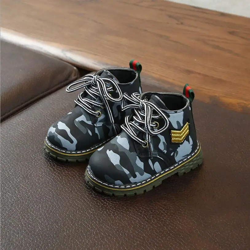 Ботильоны детские из ПУ кожи камуфляжные короткие Осень-зима | Мать и ребенок