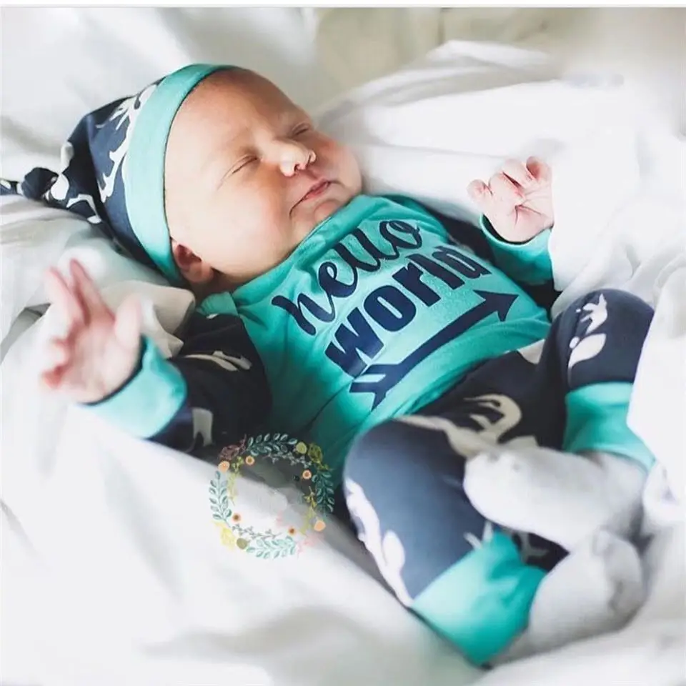 Новый комплект одежды из 3 предметов для новорожденных мальчиков топы с длинными