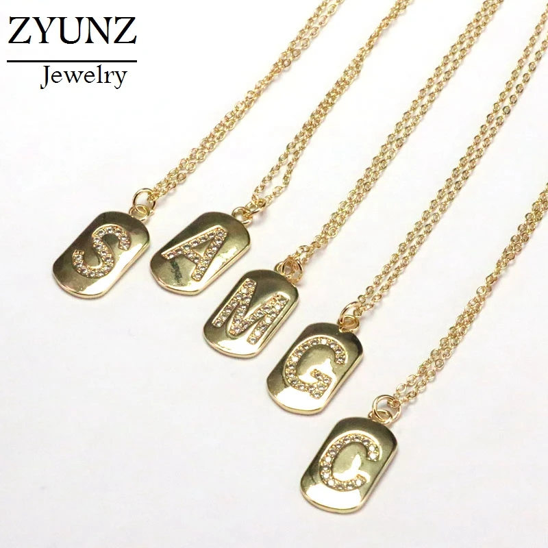 

10PCS, Crystal Zirconia Intitial Letter Men Women's Pendant Necklace Simple Jewelry