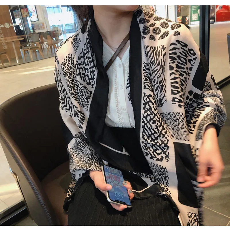 Женские шарфы с принтом в виде животных Foulard femme musulman богемные накидки для головы