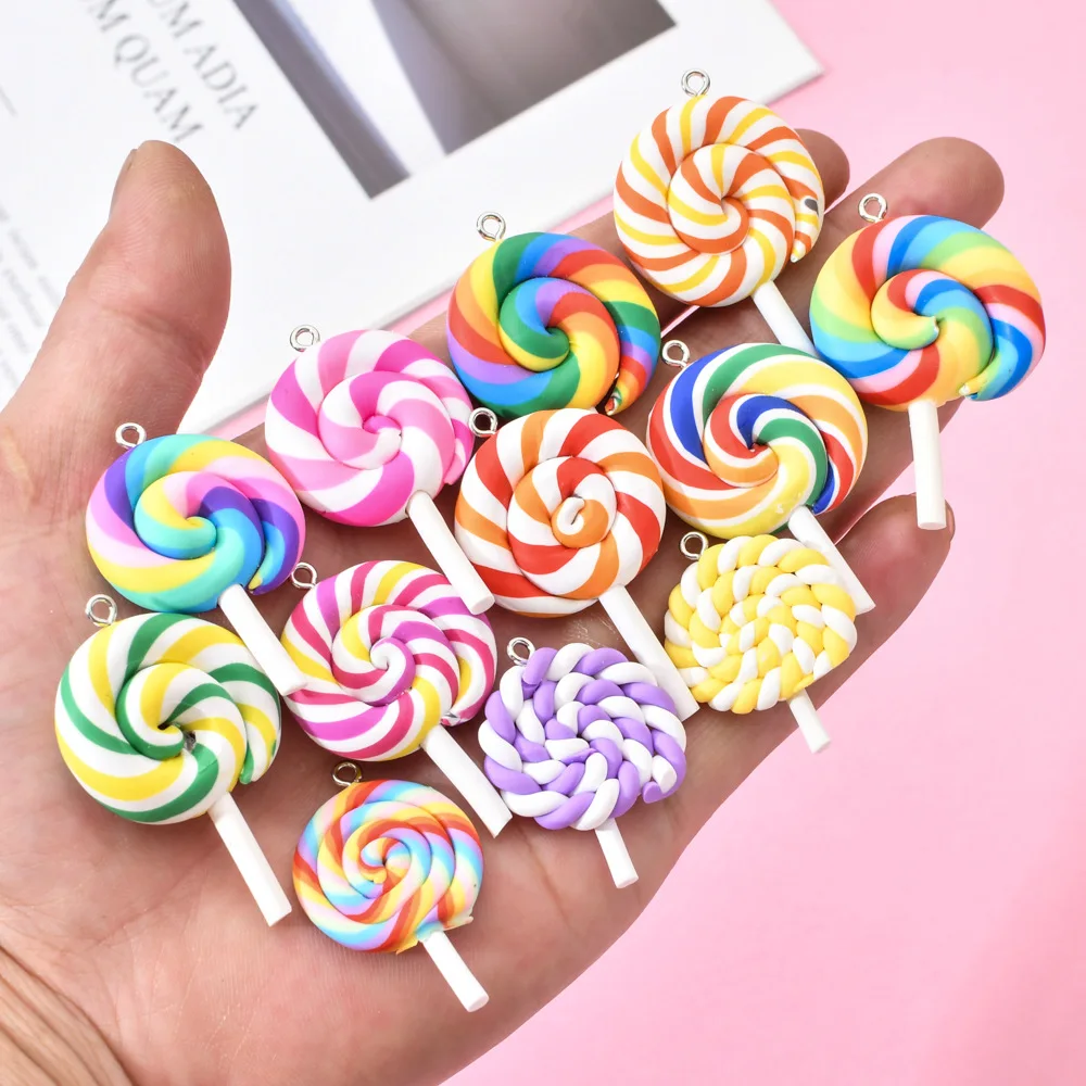 

10Pcs Cute Lollipop Charms Pendants for Handmade Decoration Bracelets Necklace Earring Key Chain Jewelry Making Lucky Charm