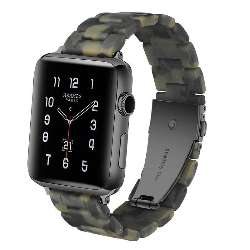 Ремешок полимерный для iwatch band 42 мм 38 регулируемый армейский зеленый браслет Series 6