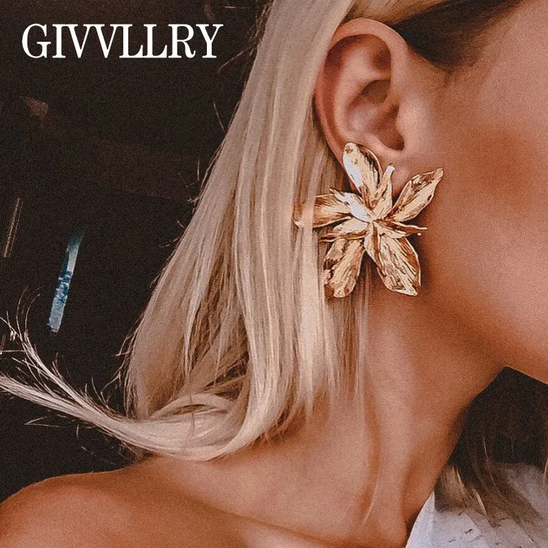 Женские серьги-гвоздики в виде цветка металлические геометрические серьги из