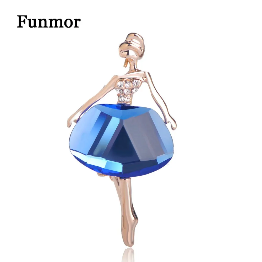 

Funmor Elegant Ballerina Brooches For Women Blue Rhinestone Dancing Girl Brooch Corsage Dancer Badge Garment Decoration Backpack