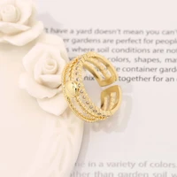 chereda luxury 18k gold wide unique ring for women boho adjustable open ring design zircon delicate daily jewelry for women
