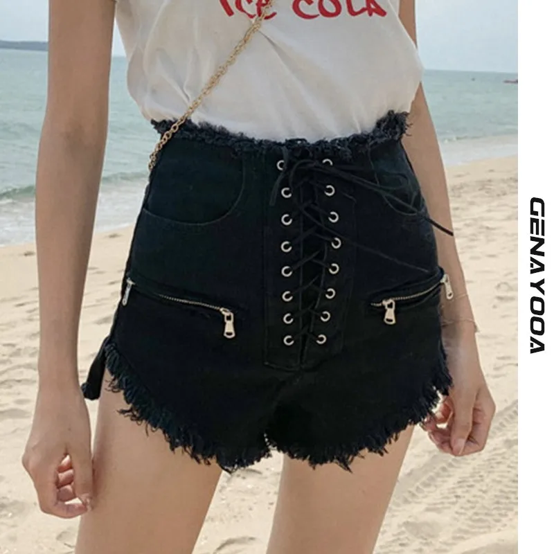 

Genayooa Summer High Waist Short Casual Skinny Biker Shorts Women Sexy Booty Shorts Black Shorts Denim Mini Shorts 2021 Hot