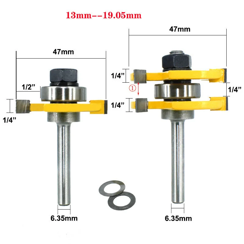 

3PCS 6mm1/4"1/2" Shank Rail Milling Cutter Stile Router Bits-Matched Standard Ogee Door Knife Tenon Cutter for Woodworking Tools