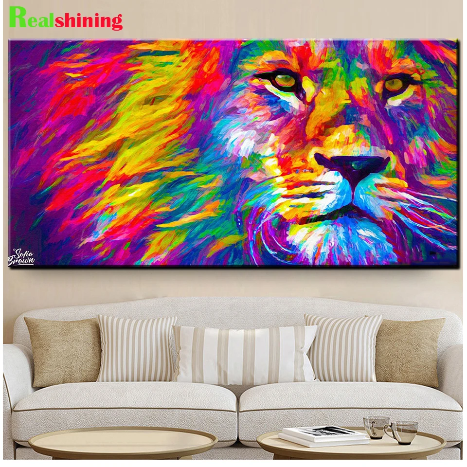 

5d diy Алмазная картина льва красочный искусство 3d пазл мозаика вышивка крестиком Алмазная вышивка полностью круглые квадратные камни животн...