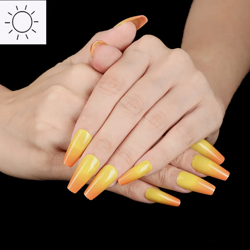 

Фальшивые ногти с градиентным цветом, неоновые флуоресцентные ногти с полным покрытием акриловые для ночного клуба, бара, концерта