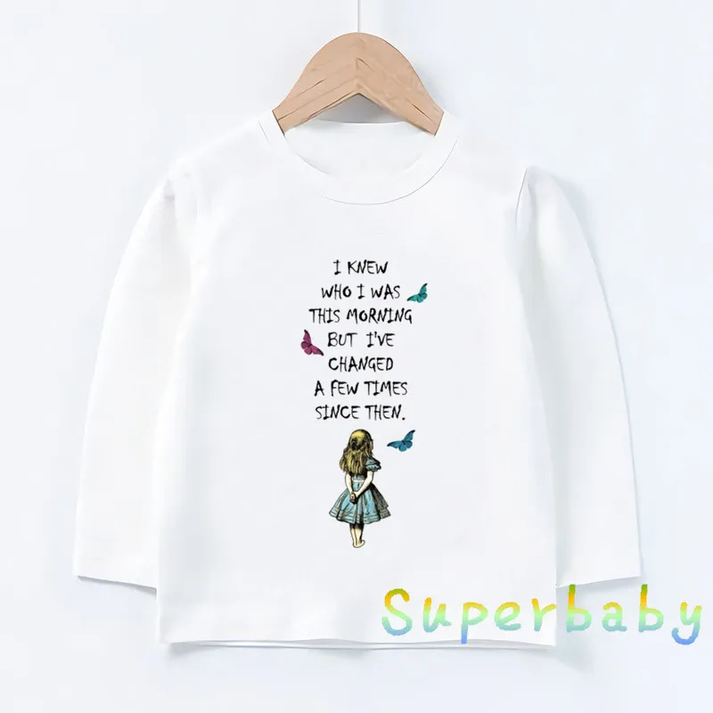 Детская футболка принцессы с принтом Алиса в стране чудес Забавные топы