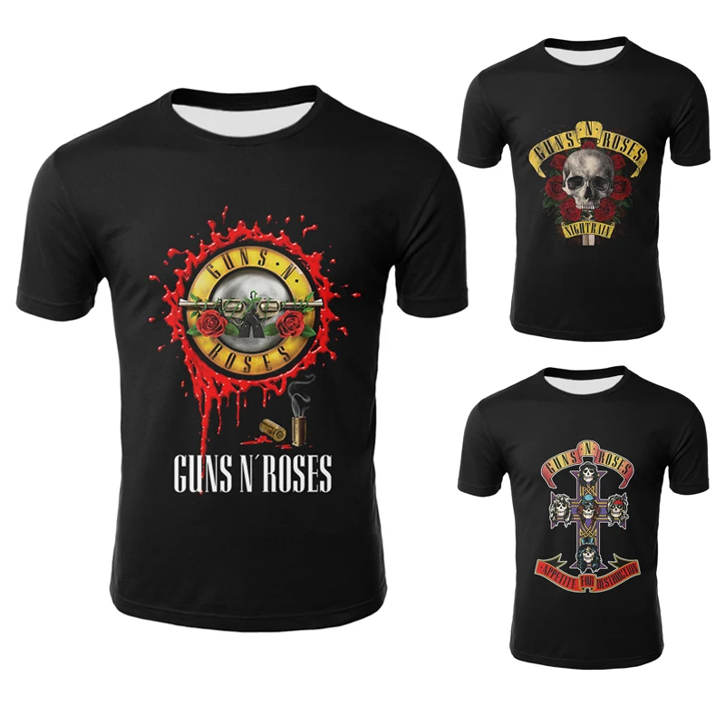 3D мужские черепа футболки пистолеты и розы с принтом летняя футболка черного