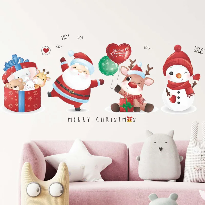 

Santa Claus Elk Snowman Door Refrigerat Sticker Window Sticker Wall Oranments Merry Christmas Decor For Home Happy New Year 2022