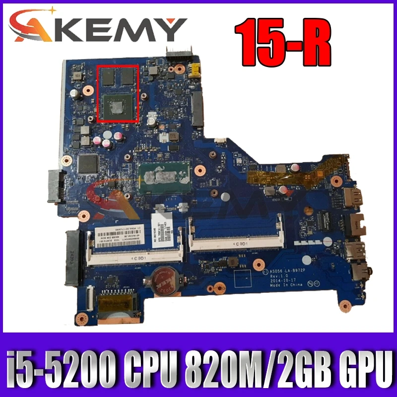 

790669-001 For HP 15-R Laptop Motherboard With SR23Y i5-5200 CPU 820M/2GB GPU ASO56 LA-B972P 790669-501 MB 100% Tested