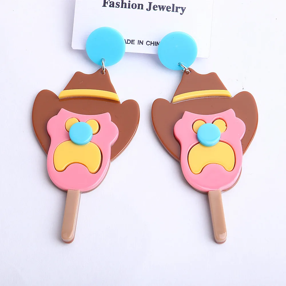 

New Funny Lovely Ice Cream Lollipop Acrylic Drop Earrings For Women Girls Cute Cartoon Long Dangle Earrings Fashion Jewelry Gift