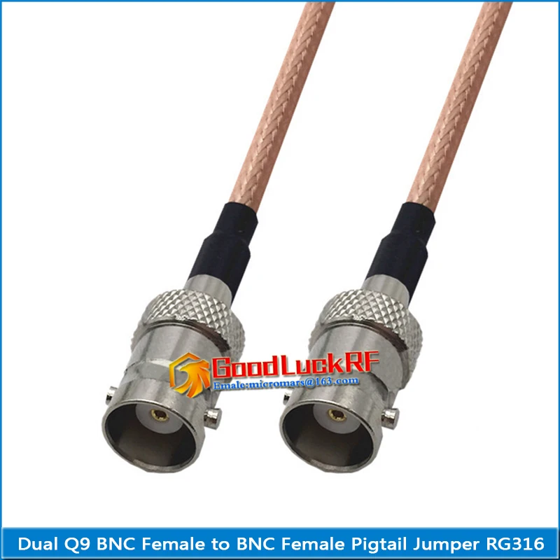 

1X Pcs Q9 BNC Female to BNC Female Plug Pigtail Jumper RG316 Extend Cable RF Connector Dual Q9 BNC Female