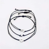 new design simple creative alloy moon sun star woven rope chain couple card hand rope