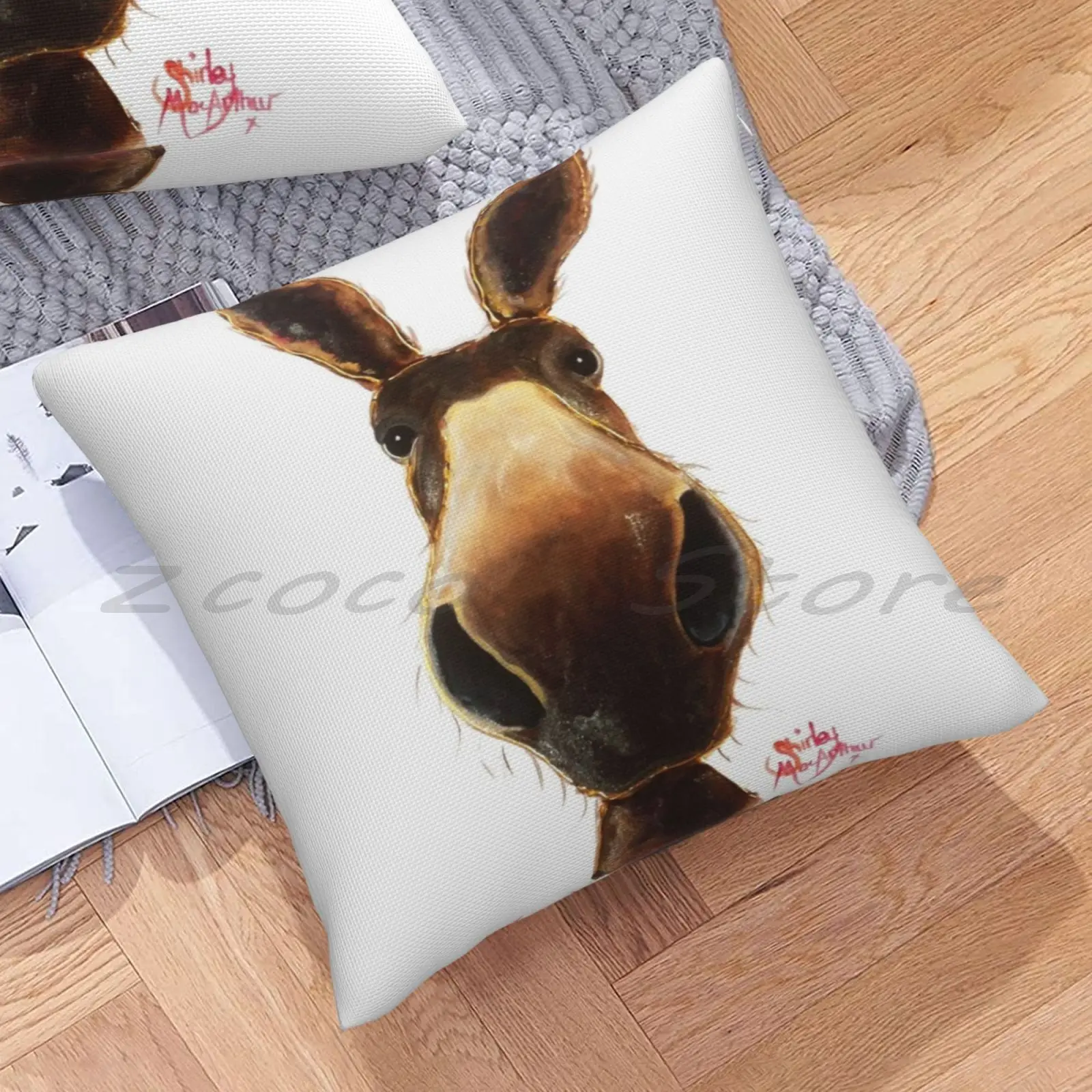 Наволочка с надписью Happy Donkey 'Teddy' от Ширли Макартур наволочка из хлопка и льна