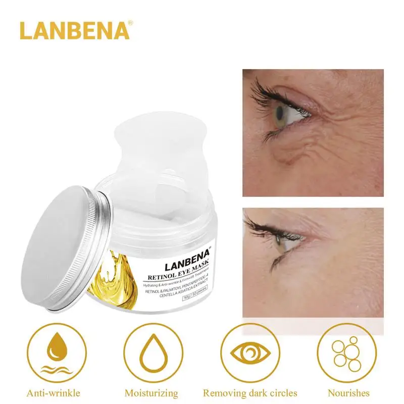 LANBENA ретинол, маска для глаз с гиалуроновой кислотой, патчи для глаз, сыворотка, уменьшает темные круги, восстанавливает линии вокруг глаз, питает и укрепляет кожу
