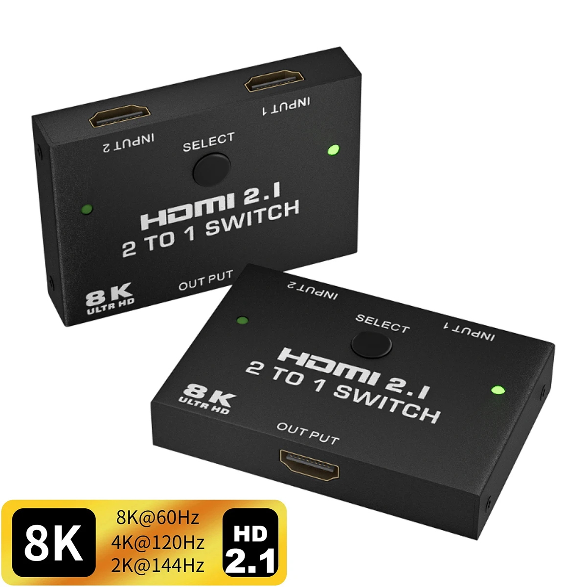 

8K HD Switch HDMI 2.1-compatible Bi-direction 8K@60Hz 4K@120Hz HDMI 2.1 Switcher 2X1 or 1X2 Splitter for PS5 PS4 pro apple TV