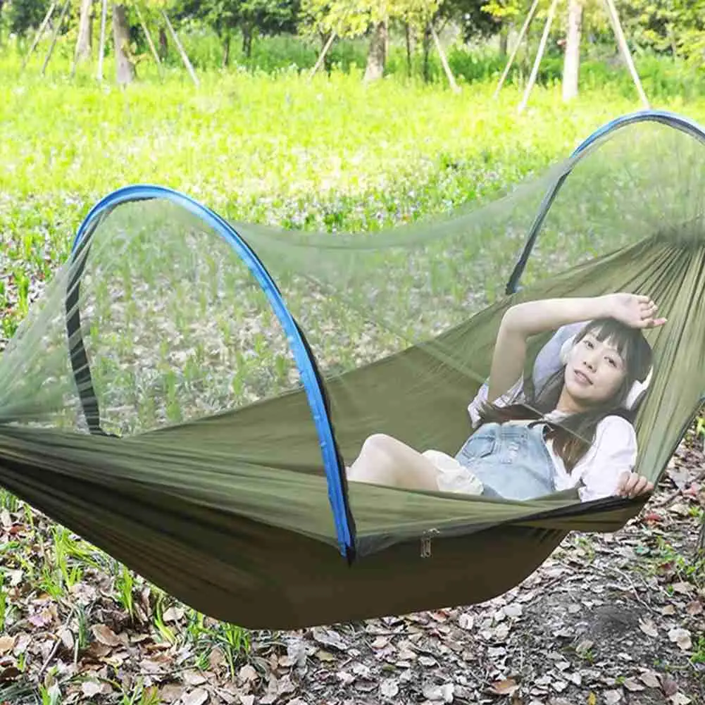 

Camping Hammock With Mosquito Net Light Portable Outdoor Parachute Hammocks Swing Sleeping Hammock Camping Supplies
